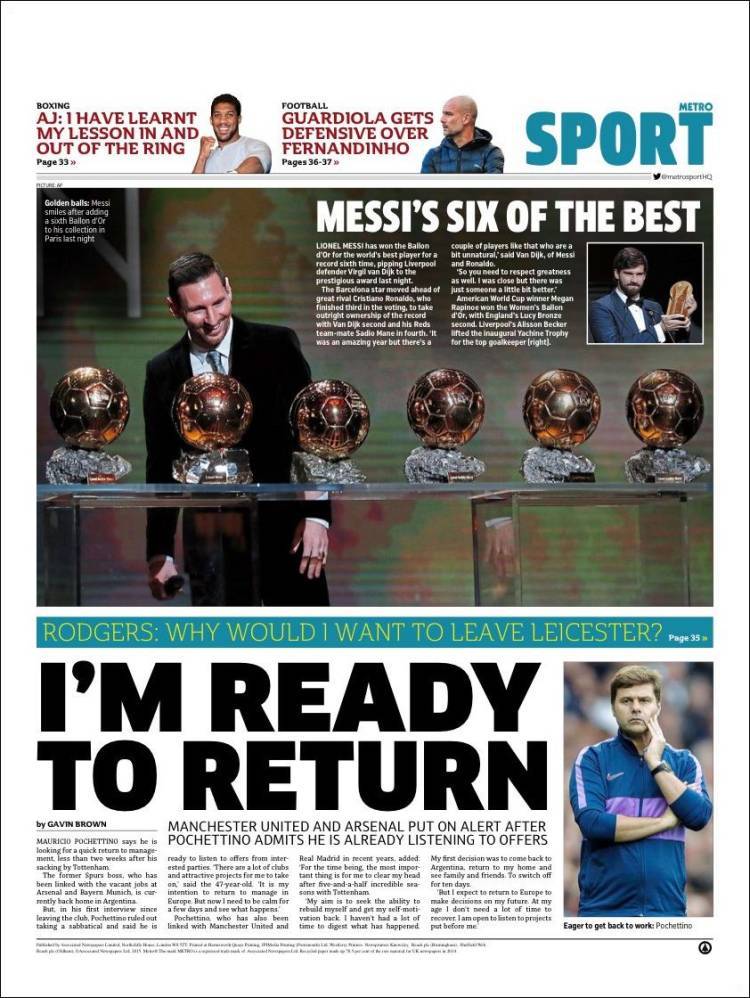 Lionel Messi's sixth Ballon d'Or win dominates the frontpages - Foto 15 ...