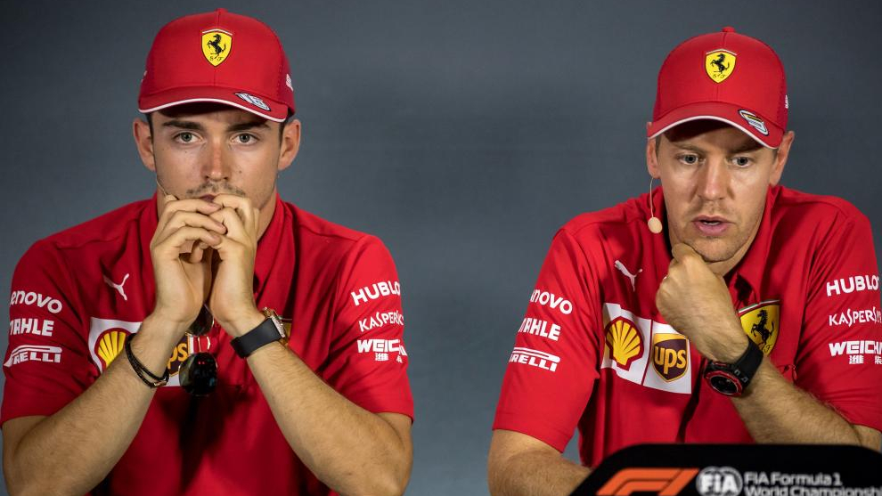 Charles Leclerc y Sebastian Vettel.