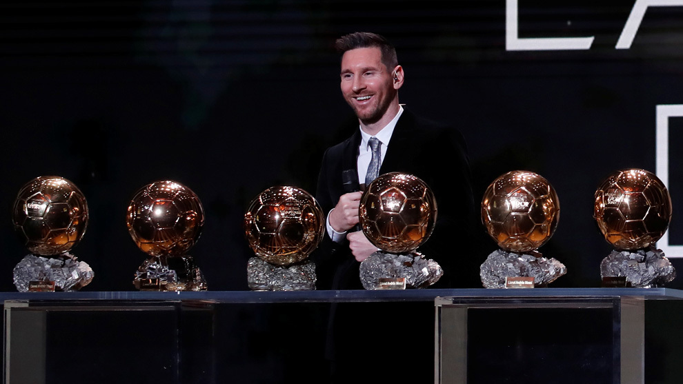 Messi con sus seis Balones de Oro
