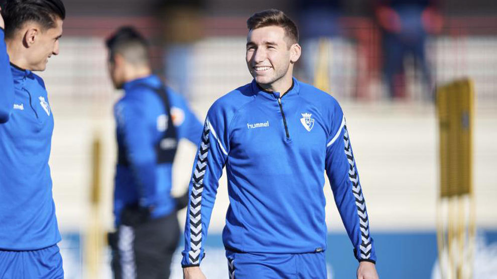 Moncayola sonre durante un entrenamiento del Espanyol.