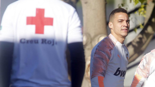 Rodrigo Moreno durante un entrenamiento del Valencia.