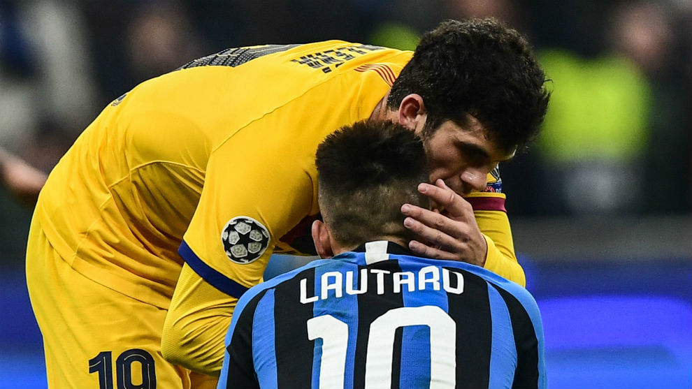 Ale, consolando a Lautaro Martnez, del Inter