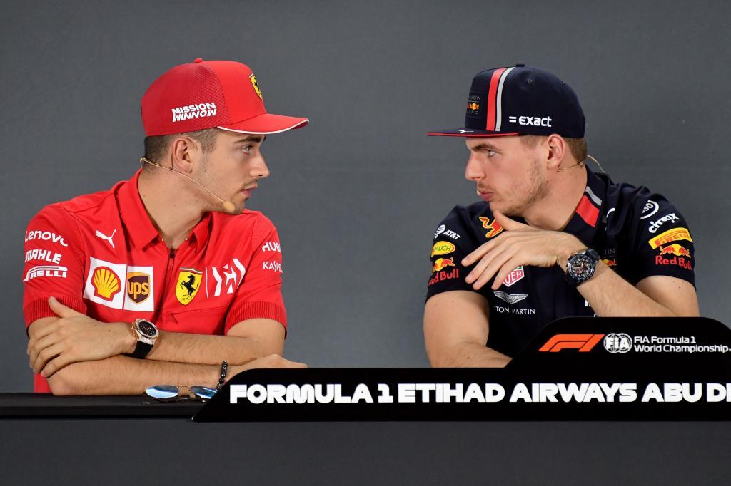 Leclerc y Verstappen, durante la ltima prueba de la temporada en Abu...