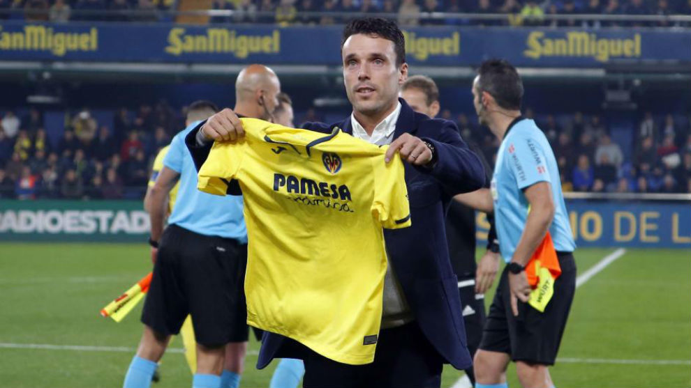 Bautista, con la camiseta del Villarreal el da de su homenaje