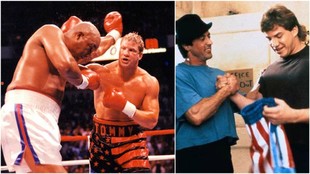 Morrison contra Foreman (The Ring via Getty) y junto a Stallone en...