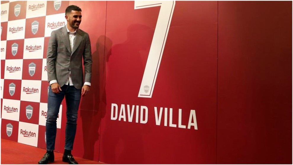 David Villa, durante su acto de despedida del Vissel Kobe.