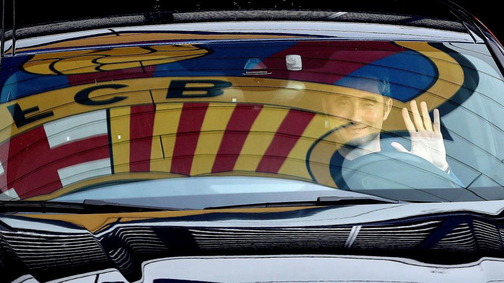 Ernesto Valverde, a su salida de la Ciudad Deportiva del FC Barcelona
