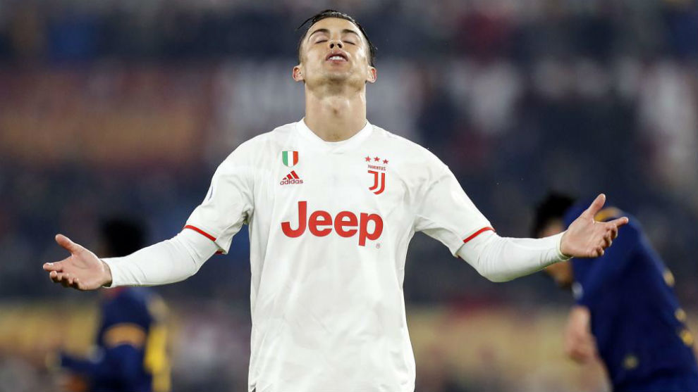 Ronaldo, con la Juventus ante la Roma.
