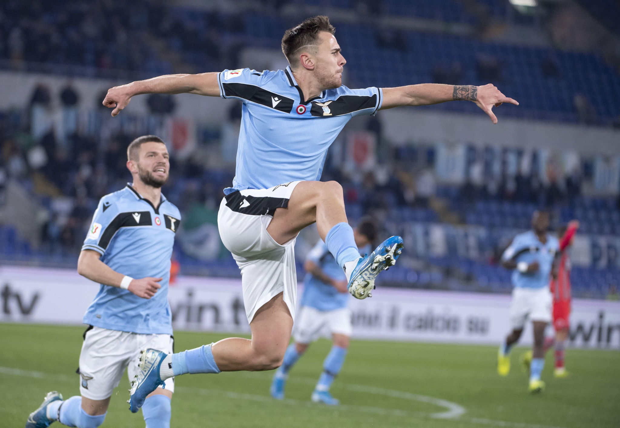 Rome (Italy), 14/01/2020.- Lazios <HIT>Patric</HIT> celebrates after scoring the 1-0 lead during the Italian Cup round of 16 soccer match between SS Lazio and US Cremonese at Olimpico Stadium in Rome,14 January 2020. (Italia, Roma) EFE/EPA/MAURIZIO BRAMBATTI