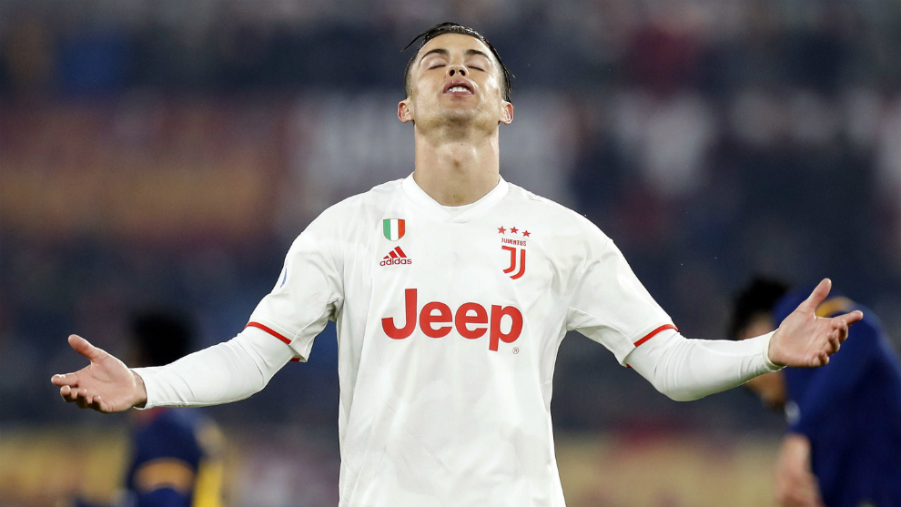 Cristiano Ronaldo se lamenta durante un partido con la Juventus