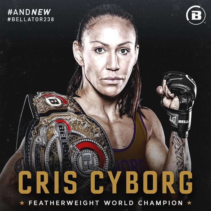Cris Cyborg, campeona mundial del peso pluma en Bellator MMA