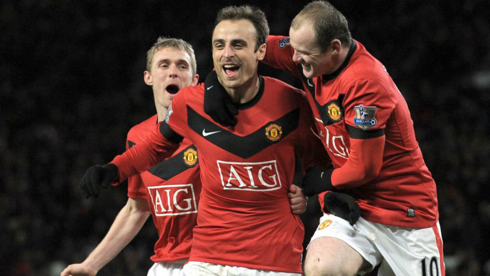 Berbatov with Fletcher and Rooney at Manchester United