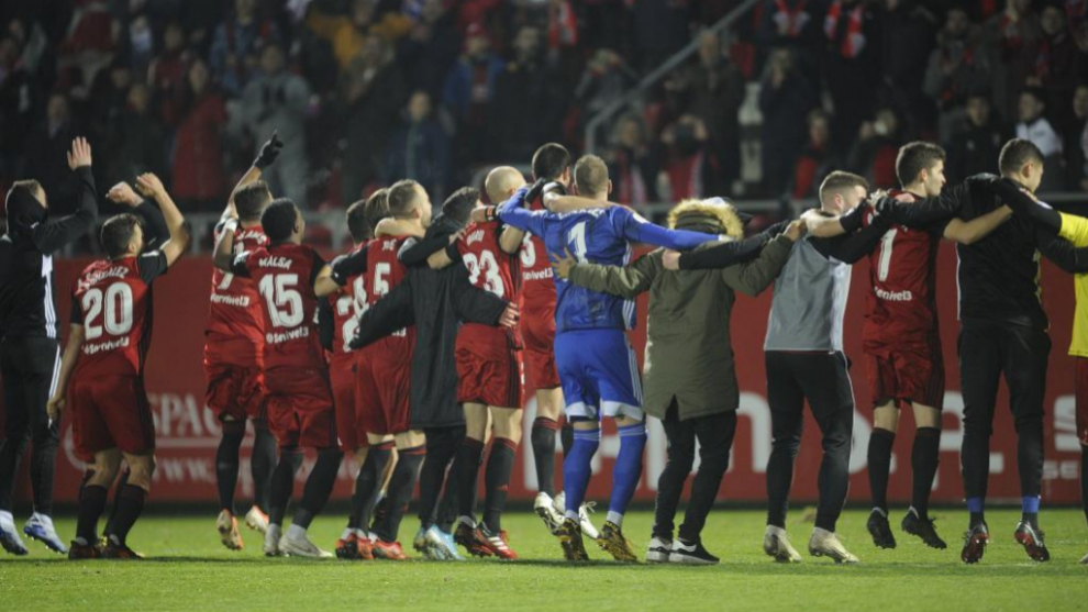 Los jugadores del CD Mirands celebran la victoria de Copa del Rey