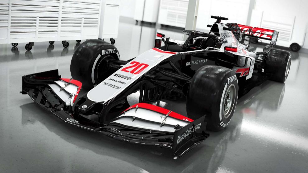 Imagen del nuevo Haas, con los colores rojo, blanco y negro.