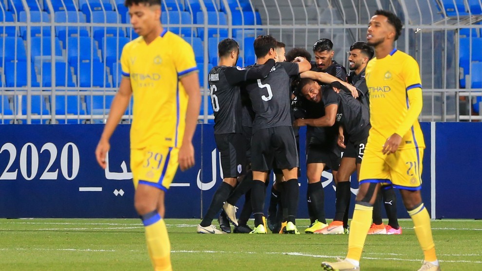 Los futbolistas de Al Sadd celebran un gol contra Al Nassr