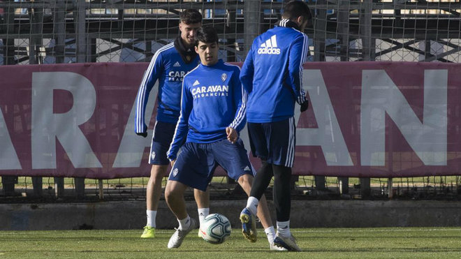 Clemente, durante un entrenamiento con el Zaragoza.