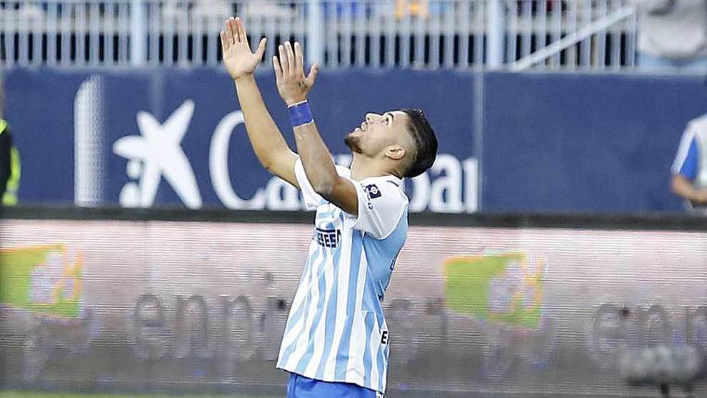 Anton celebra un gol en La Rosaleda esta temporada