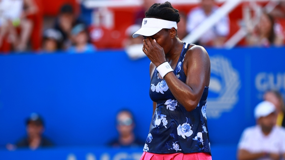 Venus Williams en lamento durante su partido ante Juvan.
