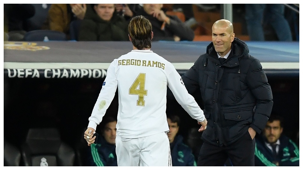 Ramos and Zidane following the captain&apos;s red card