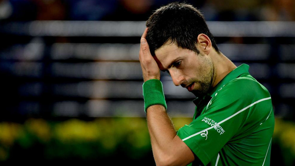 Djokovic, con mala cara durante el partido