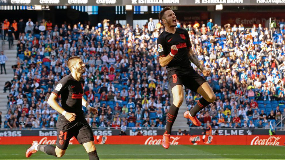 Saúl celebra el gol del empate.