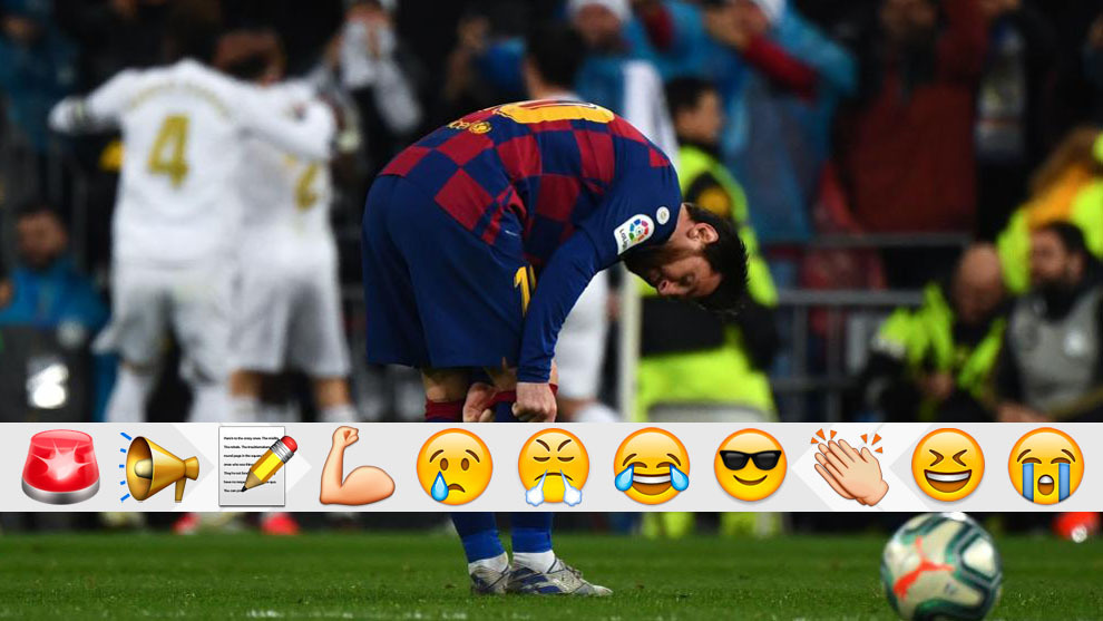 Messi, cabizbajo tras el gol del Madrid