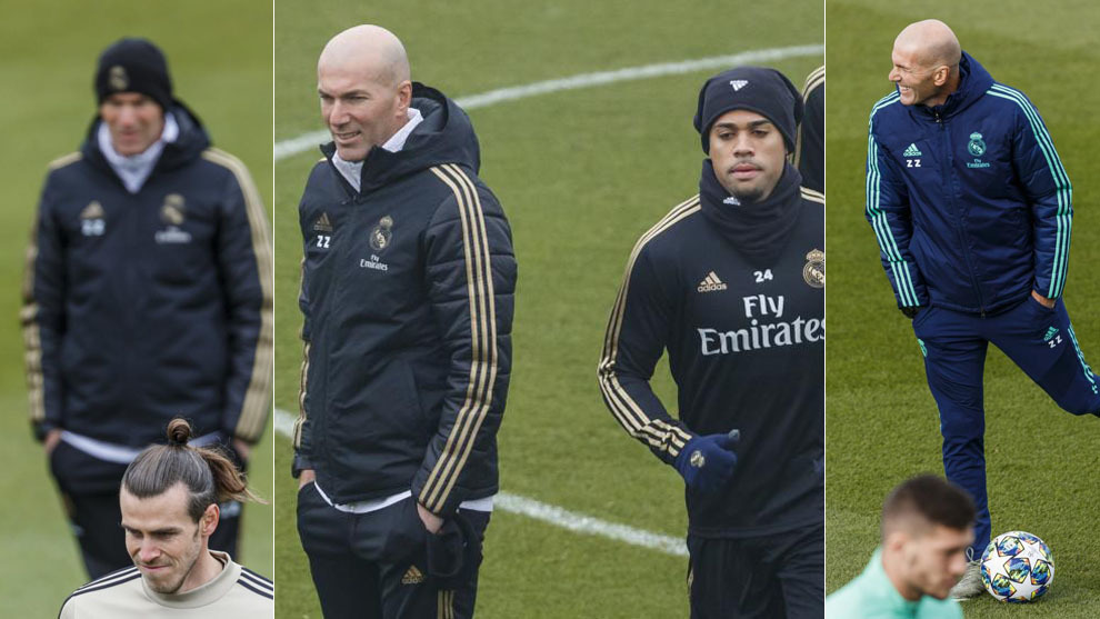 Zidane with Bale, Jovic and Mariano in training