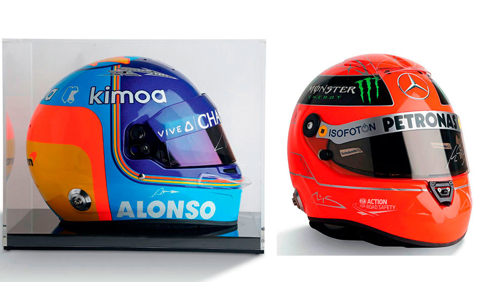 El casco de Schumacher podría alcanzar 2.000 euros, y el de Alonso, 4.000.