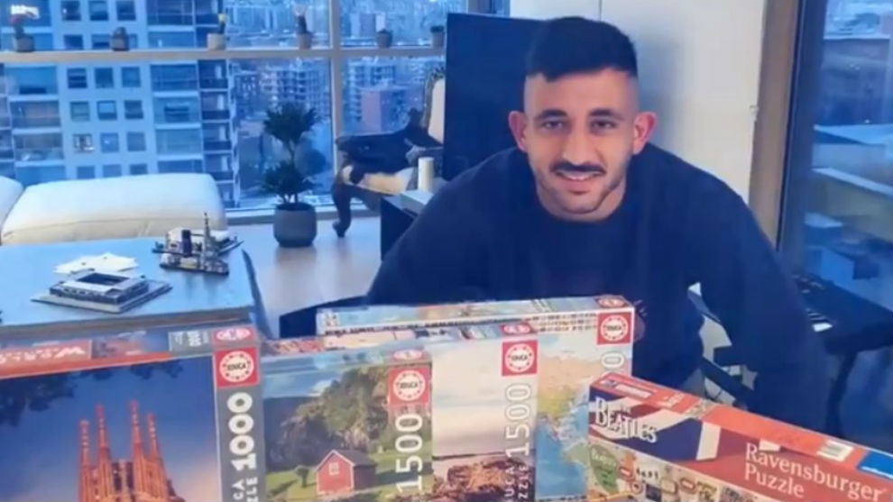 Vargas at home with his board games.