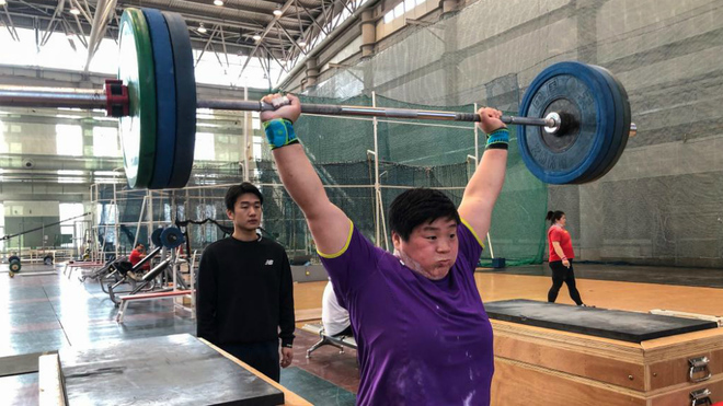 Gong Lijiao durante un entrenamiento esta misma semana en Pekn.