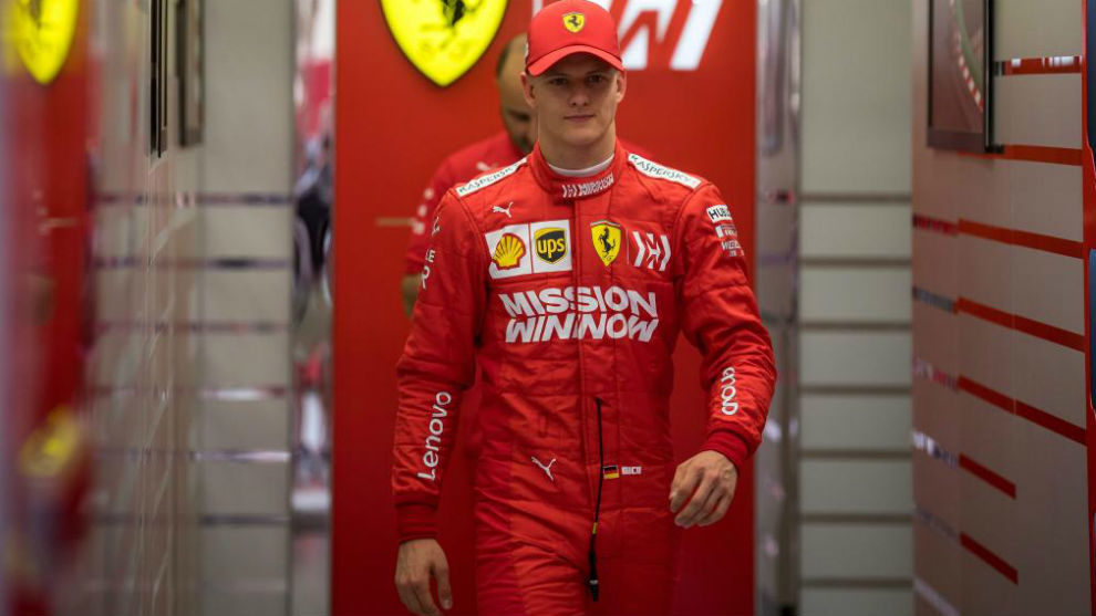 Mick Schumacher, durante su test con Ferrari en abril de 2019.