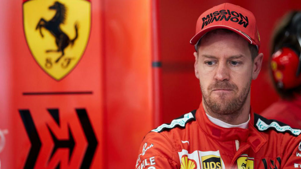 Vettel, durante los test de invierno en Barcelona.