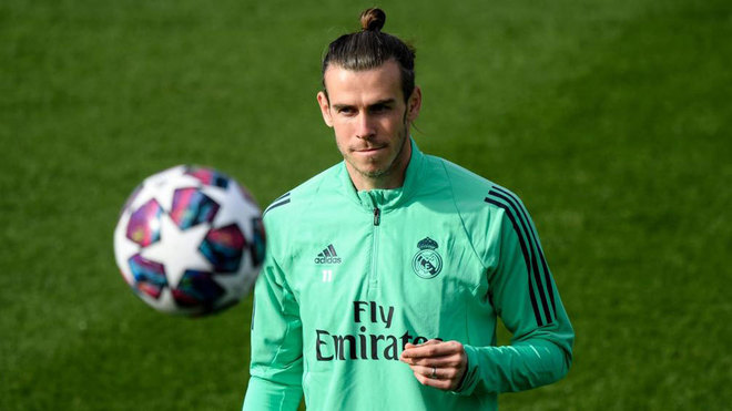 Bale, durante un entrenamiento en Valdebebas.