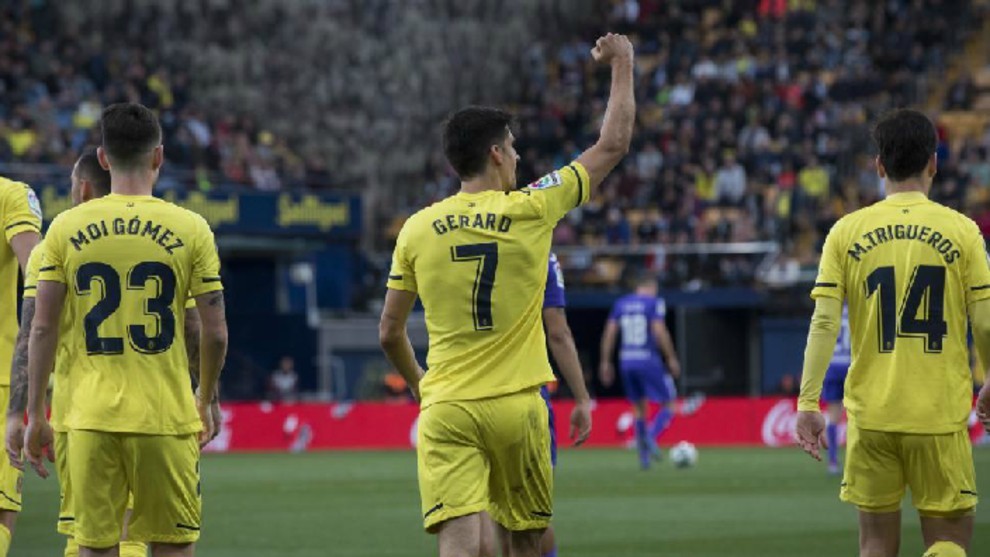 Los jugadores del Villarreal celebran un gol esta temporada.