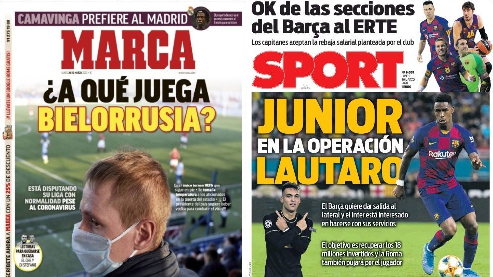 Las portadas del día: el fútbol en Bielorrusia, el Barça y Lautaro... -  Repasamos las principales portadas de la prensa... 