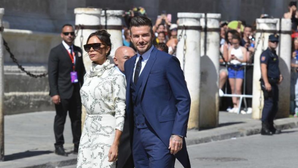 David y Victoria Beckham, durante la boda de Sergio Ramos en Sevilla.