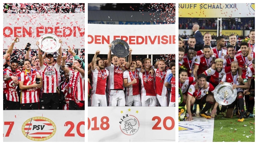 PSV, Ajax y Feyenoord, celebrando Ligas y una Supercopa.