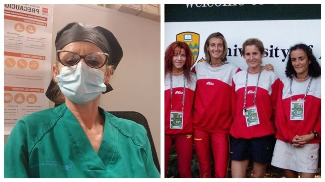A la izquierda, Griselda Gonzlez durante su trabajo en el Hospital...