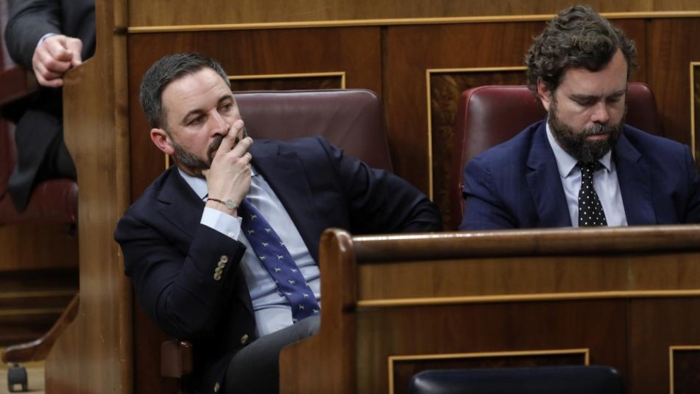 Santiago Abascal, lder de Vox, en una sesin en el Congreso de los...