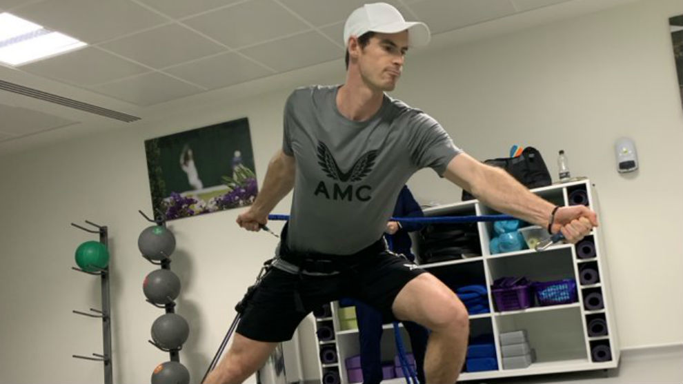 Murray hace ejercicios en el gimnasio