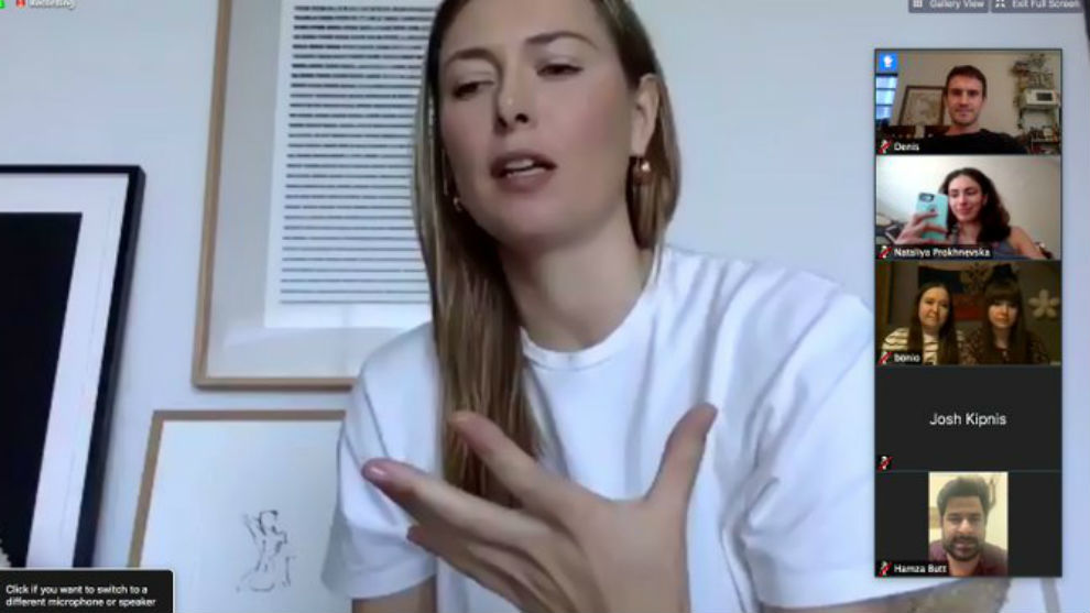 Sharapova, en una videollamada