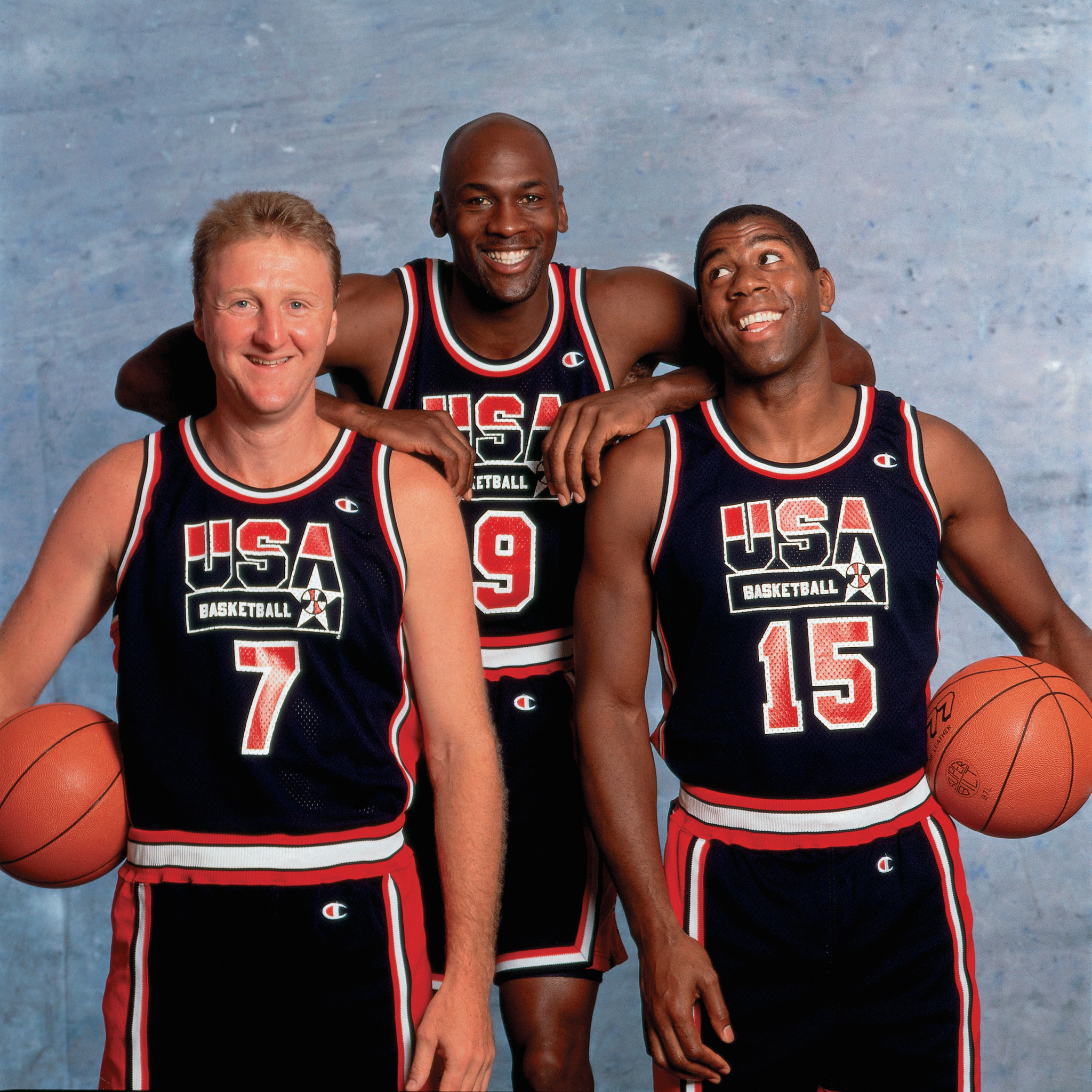 La Santísima Trinidad. Larry Bird, Michael Jordan y Magic Johnson, tres de los mejores jugadores de la historia, fueron los principales reclamos de un equipo plagado de futuros Hall of Fame.