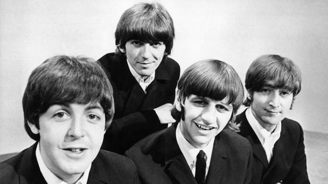 Paul McCartney, George Harrison, Ringo Starr y John Lennon, durante un...