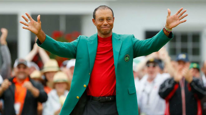Tiger Woods, tras ganar el Masters de Augusta el ao pasado.