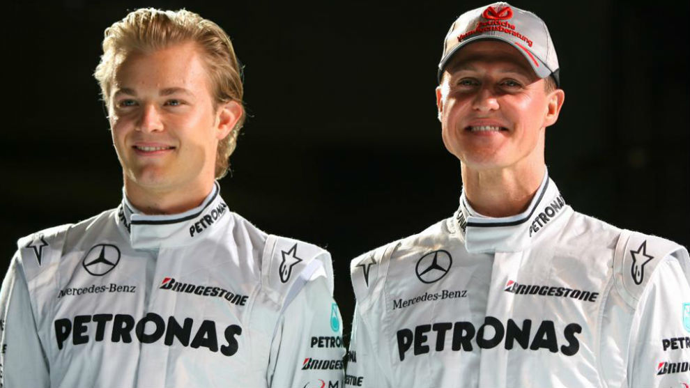 Nico Rosberg y Michael Schumacher, en la presentacin de Mercedes de...