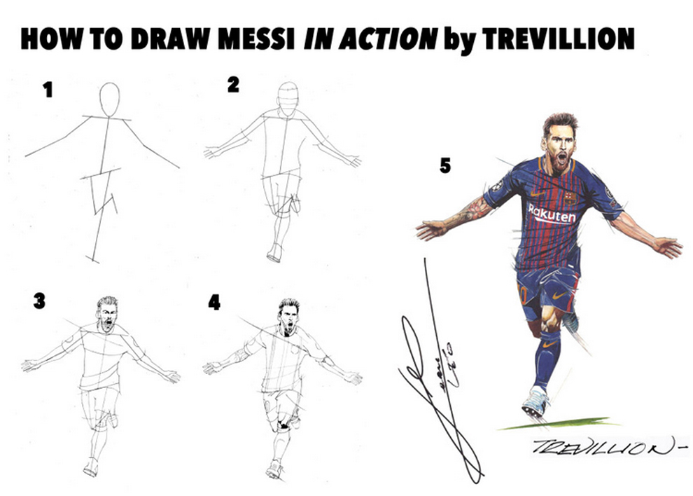 Como Dibujar A Messi Dibujando A Messi Tutorial Paso A Paso