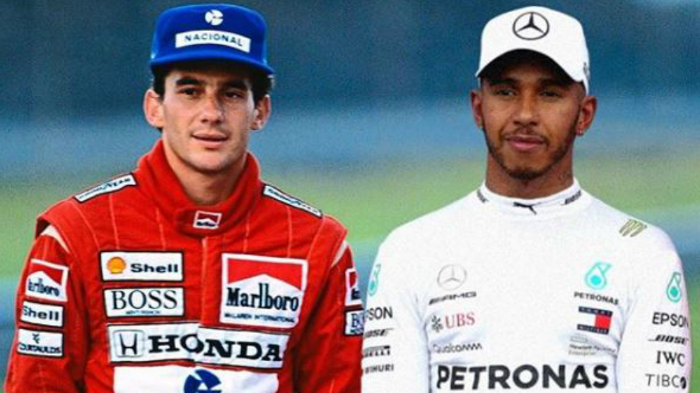Fotomontaje con Senna y Hamilton.