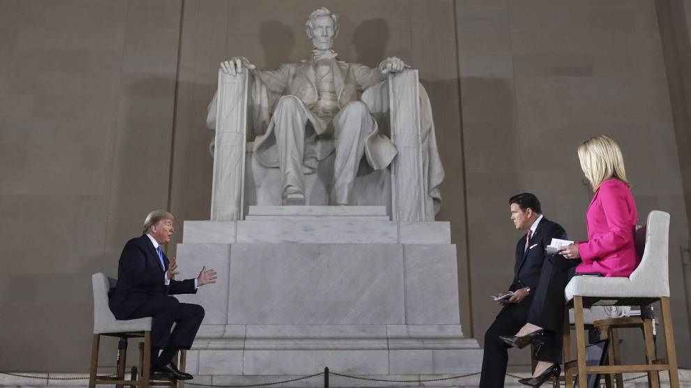 Trump, ante el monumento a Lincoln, en la entrevista concedida a Fox...