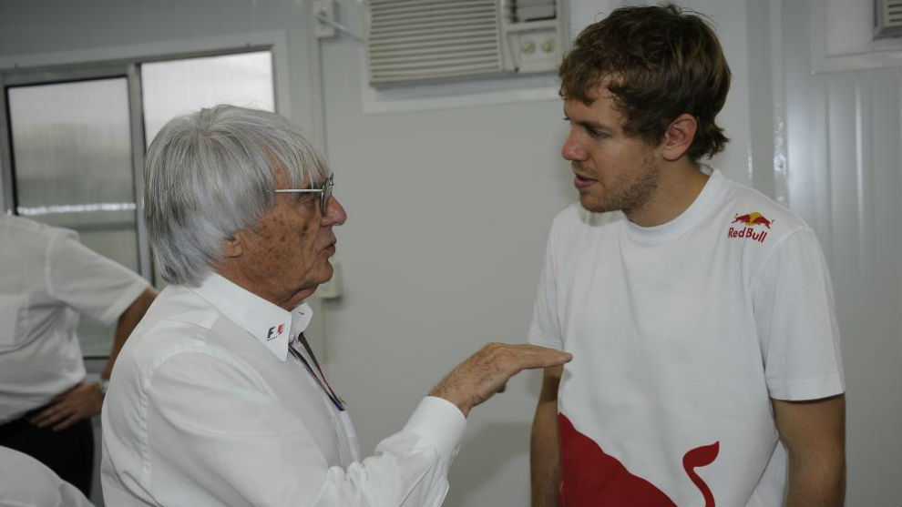 Vettel, en la oficina de Ecclestone, durante el GP de Brasil 2011.