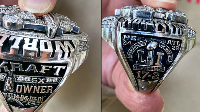 El propietario de los Patriots subasta un anillo de la Super Bowl con 283 diamantes